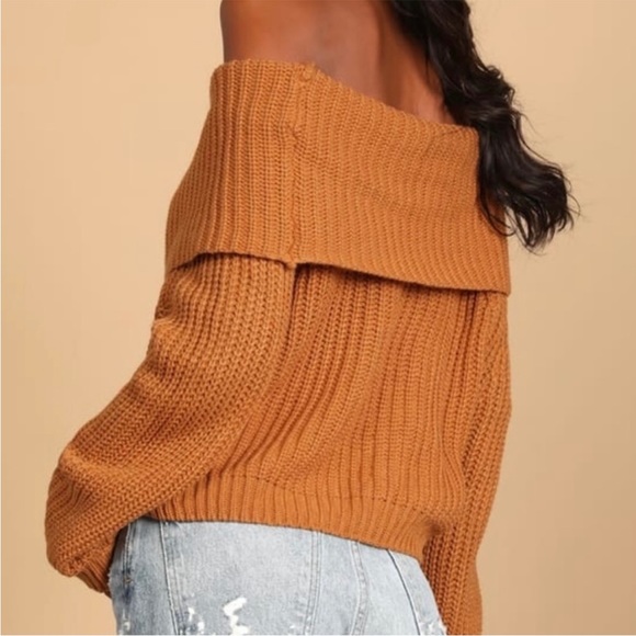 lulu’s off the shoulder new nwt ribbed knit sweater - Picture 2 of 5